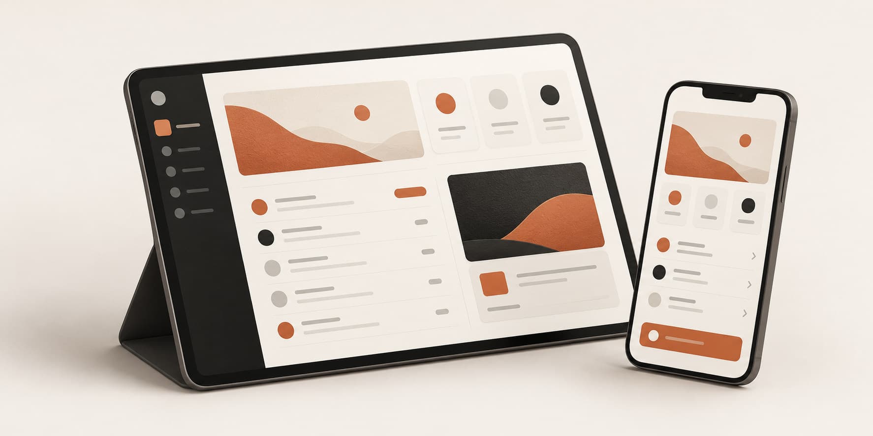 Mockup de produto digital em tablet e celular