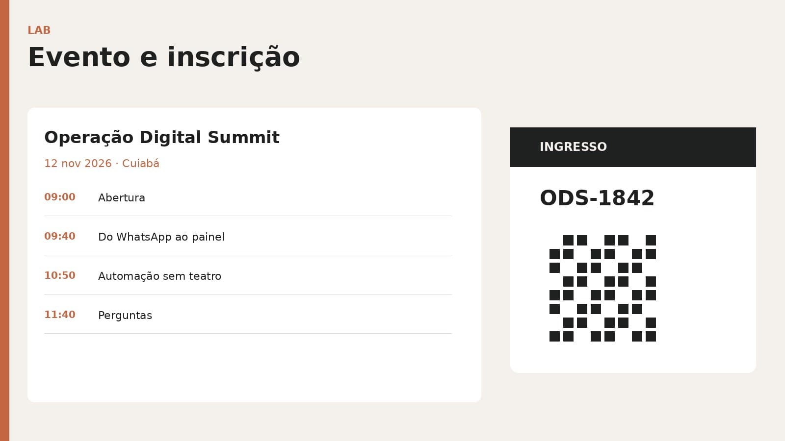 Ilustração de agenda de evento e ingresso digital